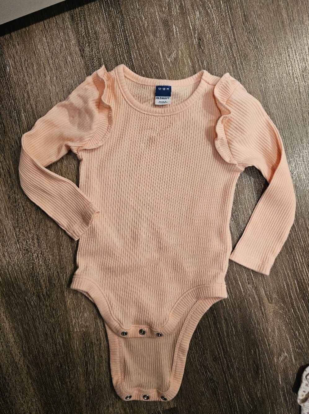 Old Navy Peach Ribbed Long Sleeve Bodysuit